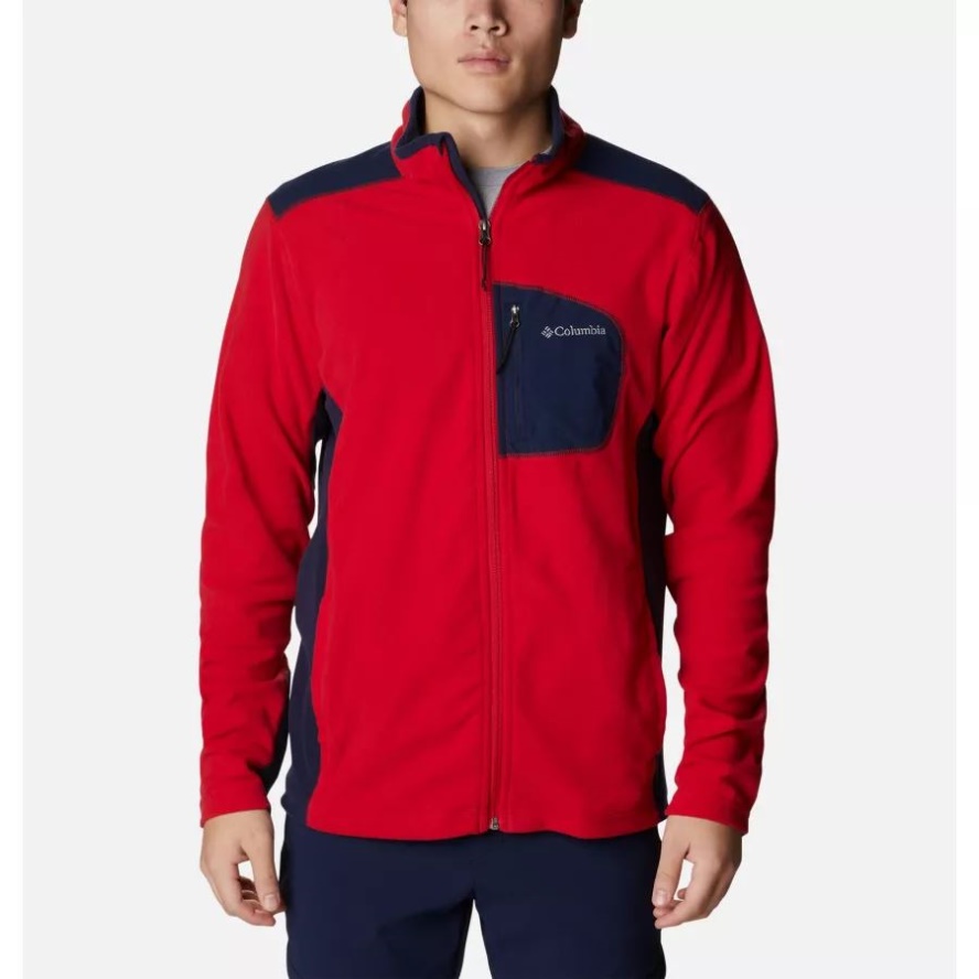 Men's Klamath Range Full Zip Fleece Jacket Columbia Sale Mountain Red/Collegiate Navy