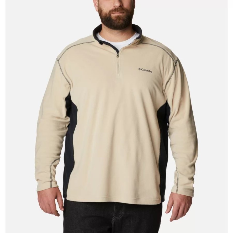 Men's Klamath Range II Half Zip Fleece Extended Size Ancient Fossil/Black Columbia Sale