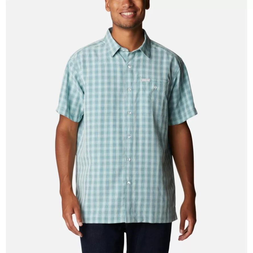 Men's Lakeside Trail Short Sleeve Icy Morn Madras Gingham Columbia Sale