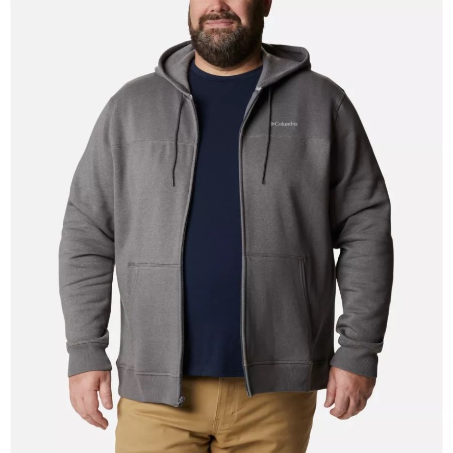 Men's Logo Full Zip Fleece Hoodie Extended Size City Grey Heather/Columbia Sale Grey Columbia Sale