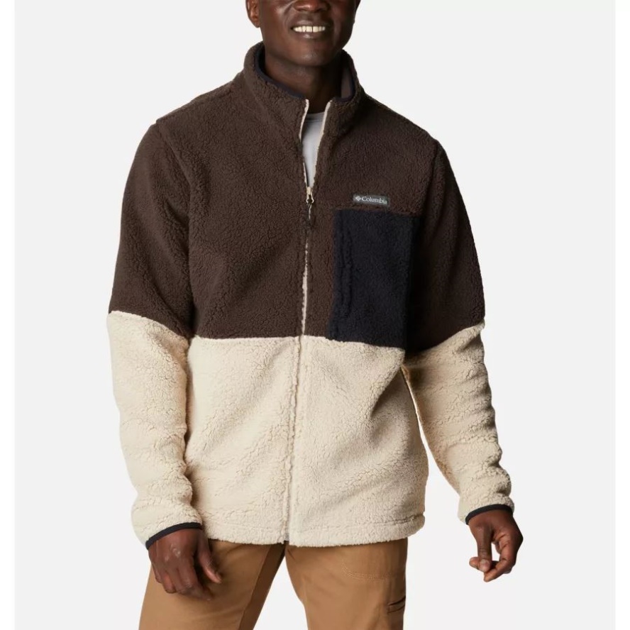 Men's Mountainside Heavyweight Sherpa Fleece Jacket Columbia Sale Cordovan/Ancient Fossil/Black