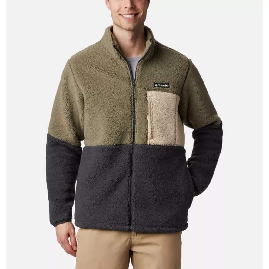 Men's Mountainside Heavyweight Sherpa Fleece Jacket Stone Green/Shark/Ancient Fossil Columbia Sale