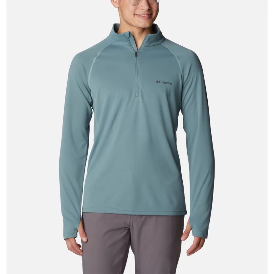 Men's Narrows Pointe Half Zip Shirt Columbia Sale Metal/Niagara