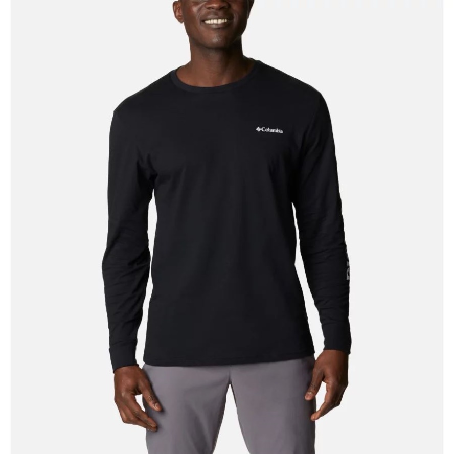 Men's North Cascades Long Sleeve Tee Shirt Columbia Sale Black