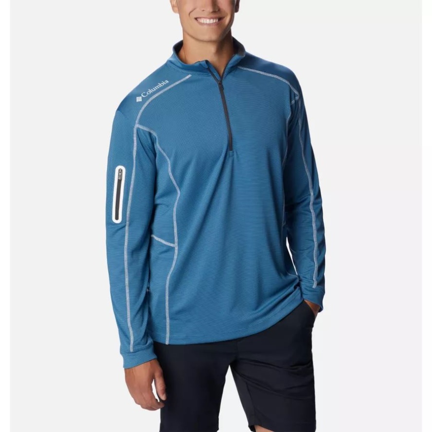 Men's Omni-Wick Shotgun Half Zip Pullover Columbia Sale Mineral Blue