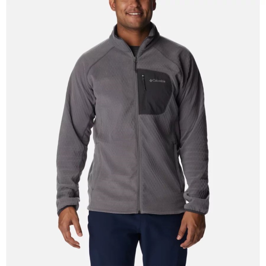 Men's Outdoor Tracks Full Zip Fleece Jacket Columbia Sale City Grey/Shark