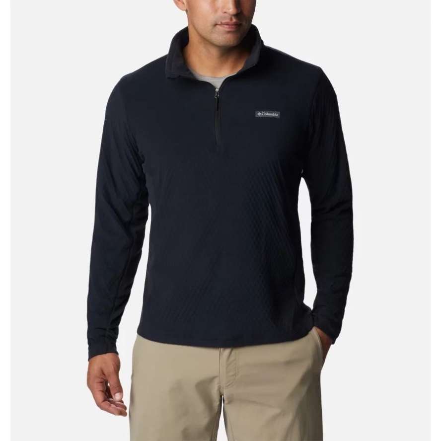 Men's Overlook Pass Half Zip Shirt Black Columbia Sale Brand