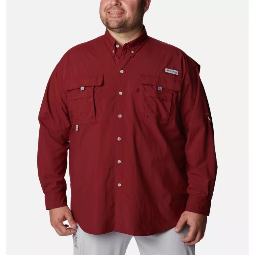 Men's PFG Bahama II Long Sleeve Shirt Big Columbia Sale Red Jasper