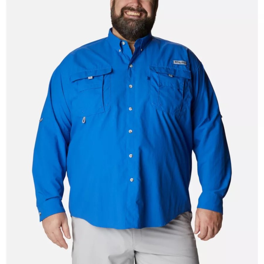 Men's PFG Bahama II Long Sleeve Shirt Big Columbia Sale Vivid Blue