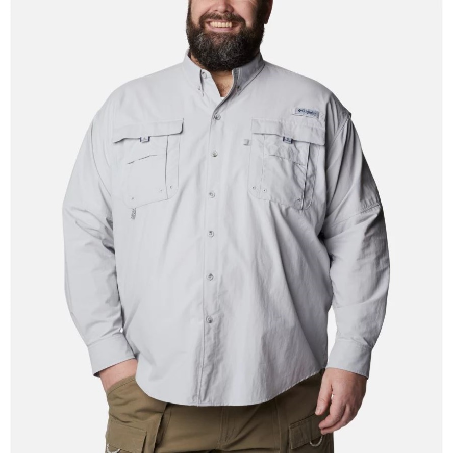Men's PFG Bahama II Long Sleeve Shirt Big Cool Grey Columbia Sale