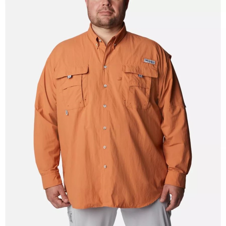 Men's PFG Bahama II Long Sleeve Shirt Big Island Orange Columbia Sale
