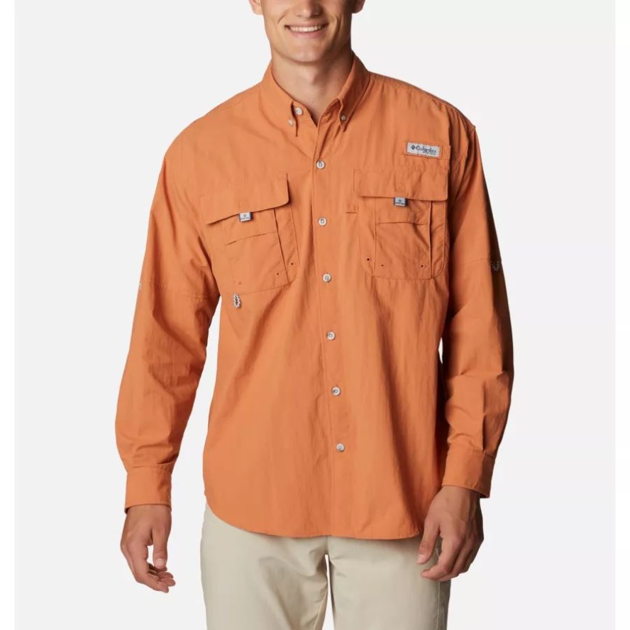 Men's PFG Bahama II Long Sleeve Shirt Tall Island Orange Columbia Sale