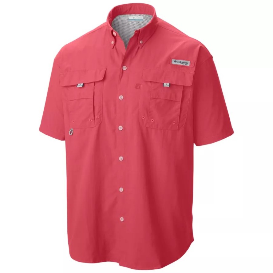 Men's PFG Bahama II Short Sleeve Shirt Big Columbia Sale Sunset Red