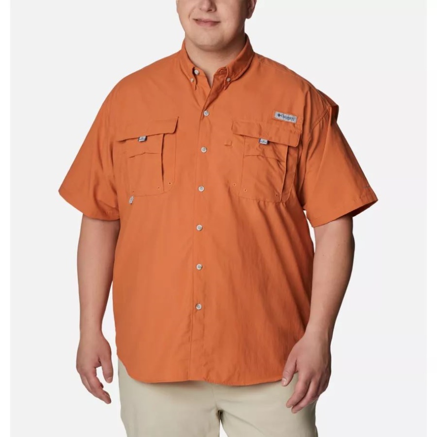 Men's PFG Bahama II Short Sleeve Shirt Big Island Orange Columbia Sale