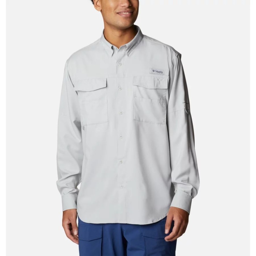Men's PFG Blood and Guts IV Woven Long Sleeve Shirt Cool Grey Columbia Sale