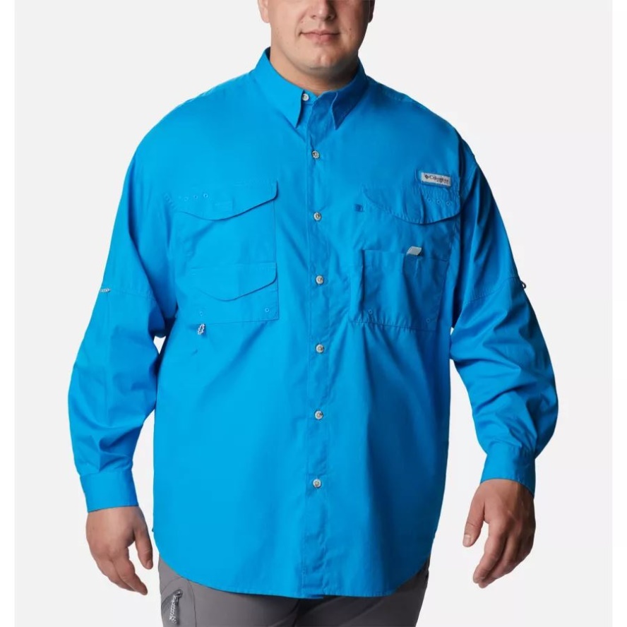 Men's PFG Bonehead Long Sleeve Shirt Big Compass Blue Columbia Sale