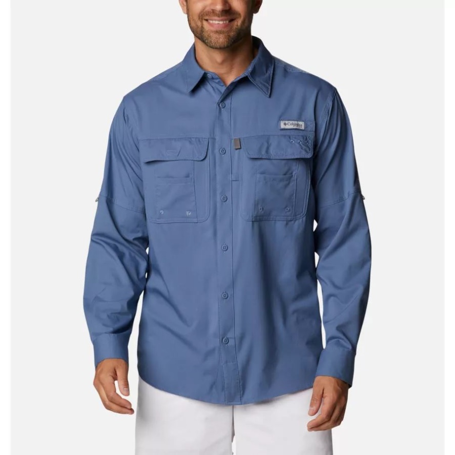 Men's PFG Drift Guide Woven Long Sleeve Shirt Bluestone Columbia Sale