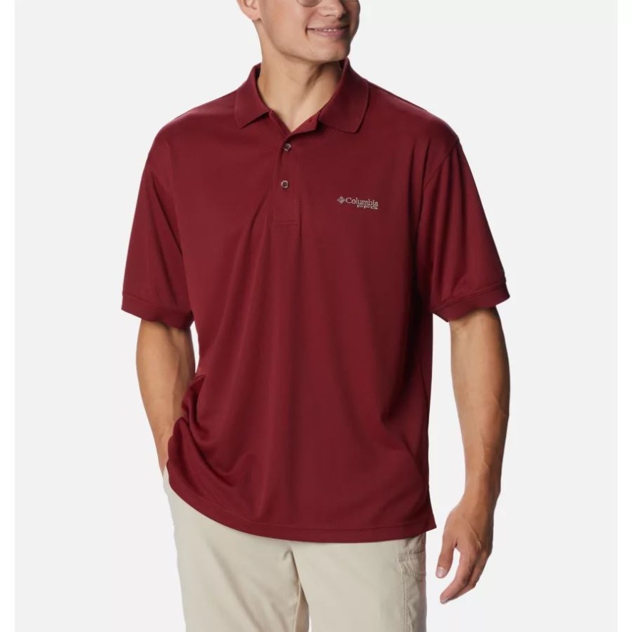 Men's PFG Perfect Cast Polo Red Jasper Columbia Sale