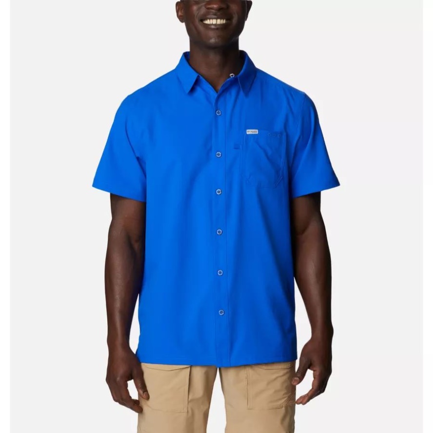 Men's PFG Slack Tide Camp Shirt Tall Blue Macaw Columbia Sale