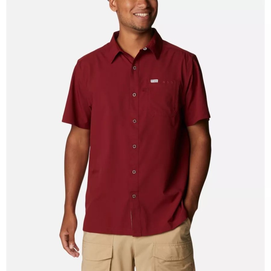 Men's PFG Slack Tide Camp Shirt Tall Red Jasper Columbia Sale