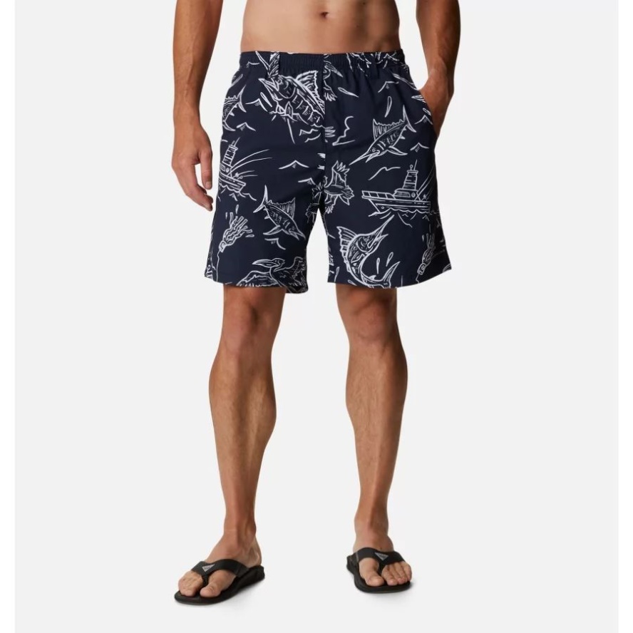 Men's PFG Super Backcast Water Shorts Collegiate Navy Mighty Marlins Print Columbia Sale