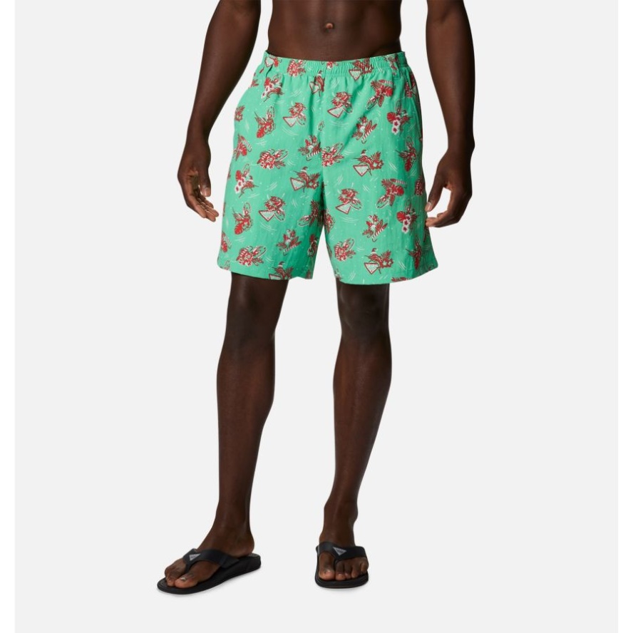 Men's PFG Super Backcast Water Shorts Light Jade Lite Me Up Print Columbia Sale