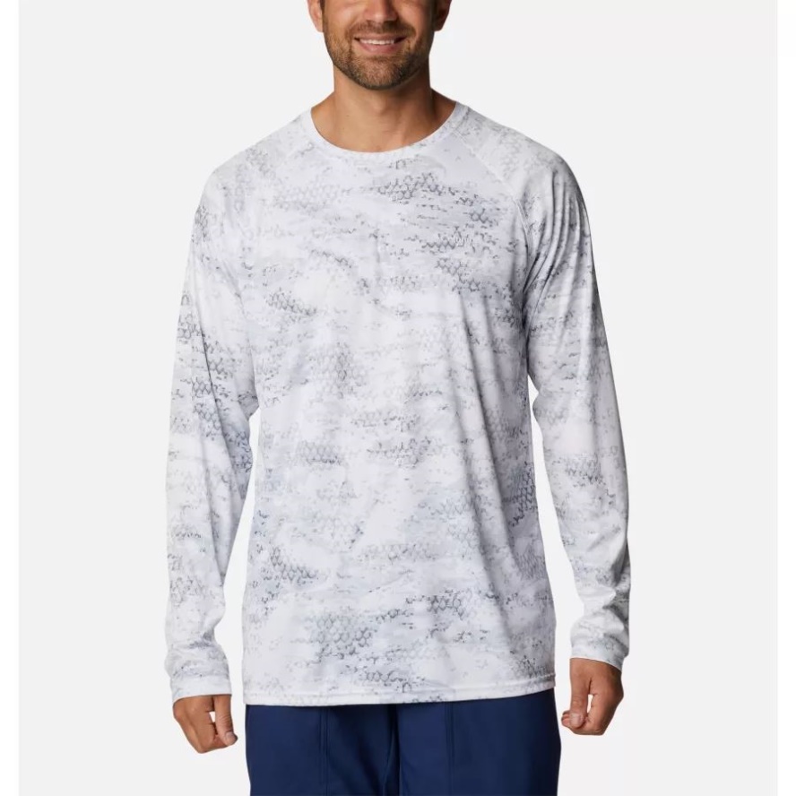 Men's PFG Super Terminal Tackle Long Sleeve Shirt Cool Grey PFG Camo Columbia Sale