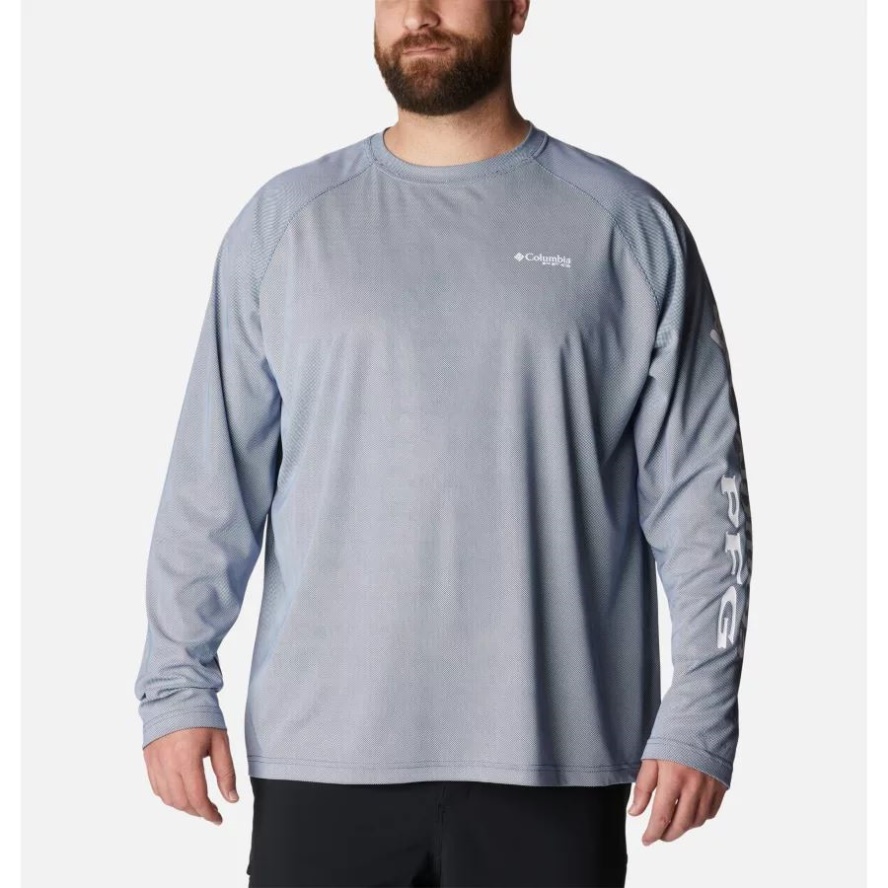 Men's PFG Terminal Deflector Long Sleeve Shirt Big Carbon/White Columbia Sale