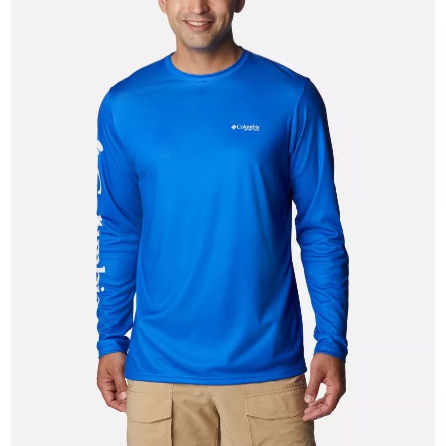 Men's PFG Terminal Tackle Carey Chen Long Sleeve Shirt Columbia Sale Blue Macaw/Dorado
