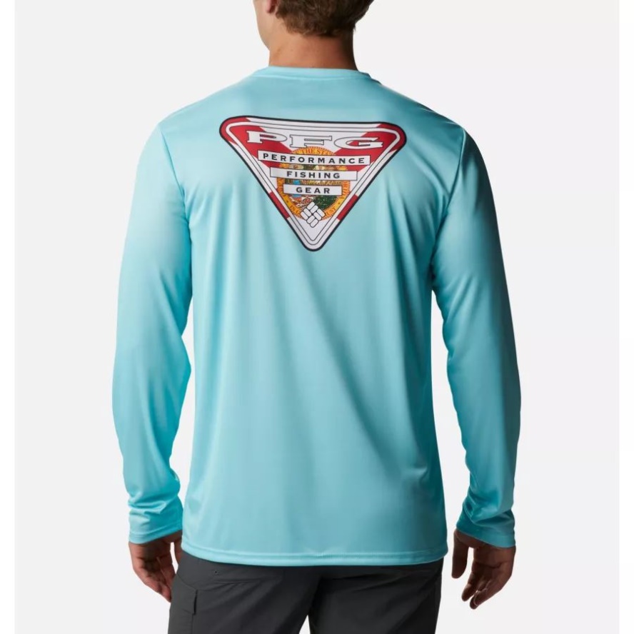 Men's PFG Terminal Tackle State Triangle Long Sleeve Shirt Columbia Sale Gulf Stream/Florida Flag