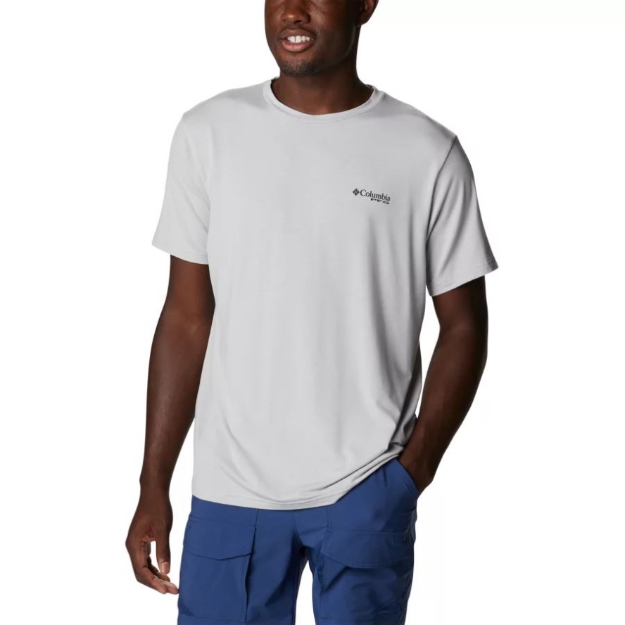 Men's PFG Triangle Fill Tech T-Shirt Columbia Sale Cool Grey/Cool Grey PFG Camo