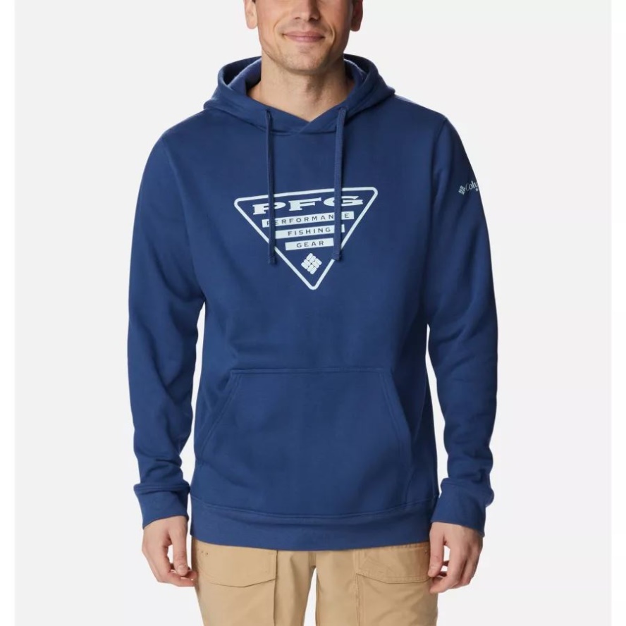 Men's PFG Triangle II Hoodie Columbia Sale Carbon/Spring Blue