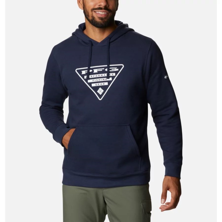 Men's PFG Triangle II Hoodie Columbia Sale Collegiate Navy/White