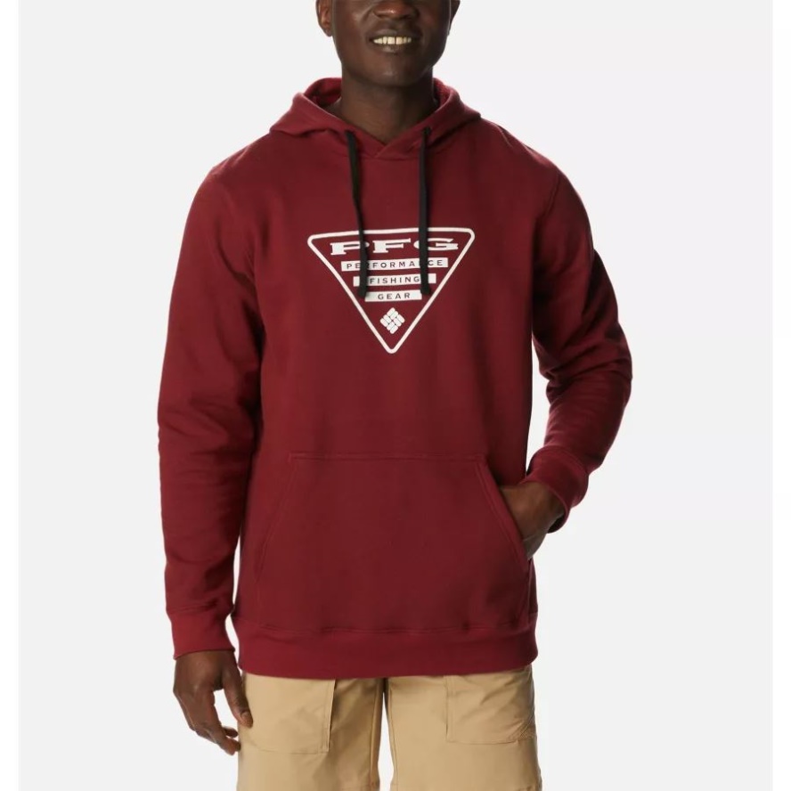 Men's PFG Triangle II Hoodie Red Jasper/White Columbia Sale