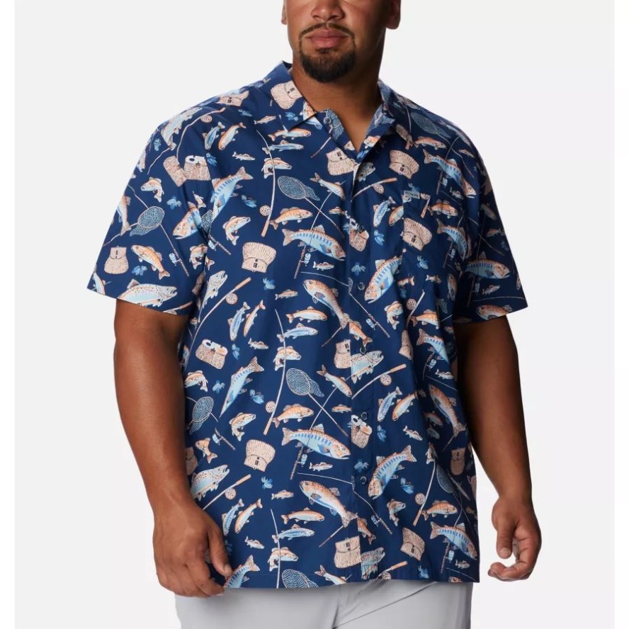 Men's PFG Trollers Best Short Sleeve Shirt Big Columbia Sale Carbon Midwest Bounty Print