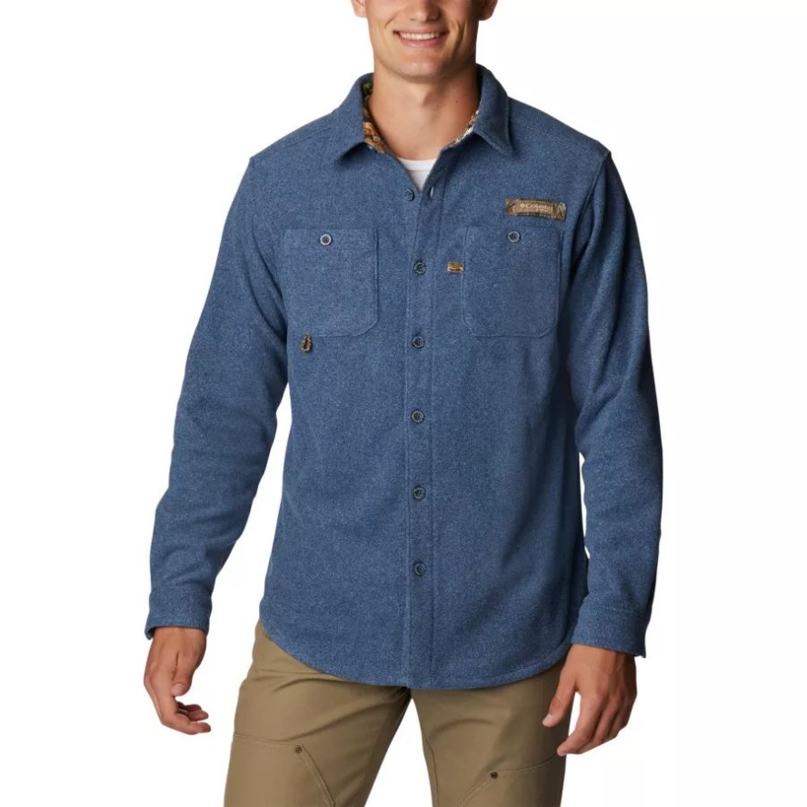 Men's PHG Bucktail Fleece Over Shirt Zinc Heather Columbia Sale