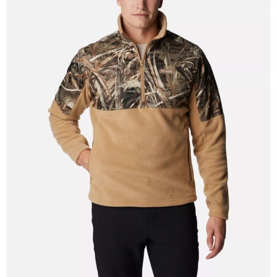 Men's PHG Fleece Overlay 1/4 Zip Pullover Columbia Sale Sahara/RT Max5