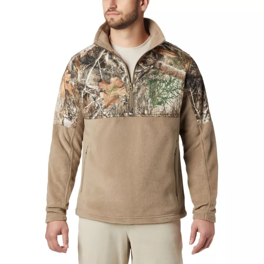 Men's PHG Fleece Overlay 1/4 Zip Pullover Flax/RT Edge Columbia Sale