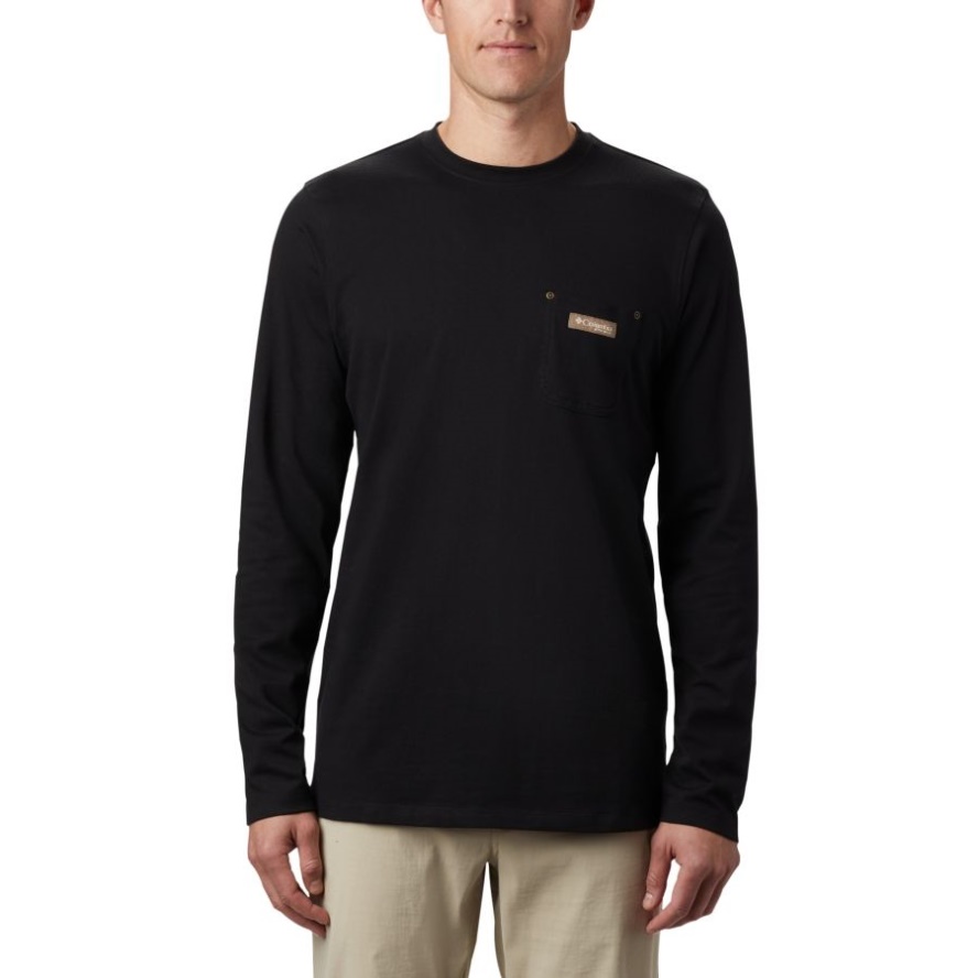 Men's PHG Roughtail Work Long Sleeve Pocket T-Shirt Columbia Sale Black