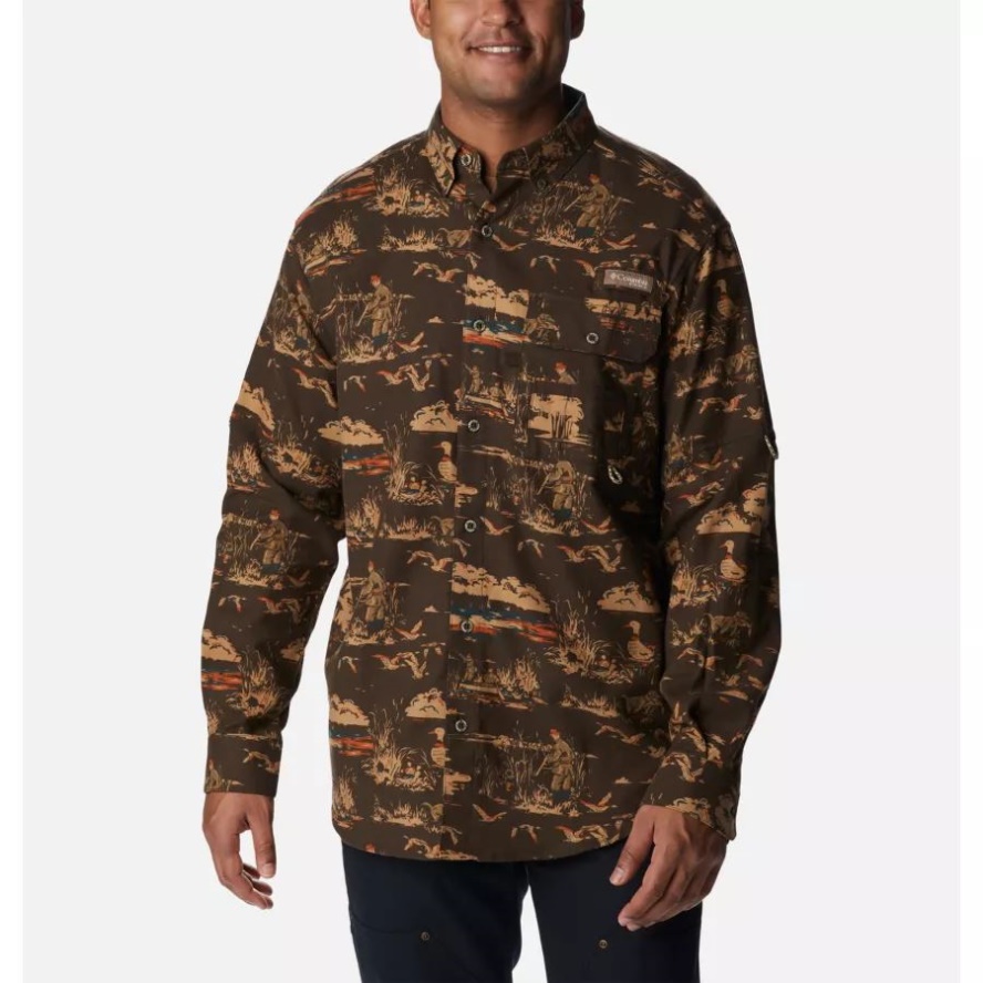 Men's PHG Sharptail Flannel Cordovan Duck Dog Print Columbia Sale
