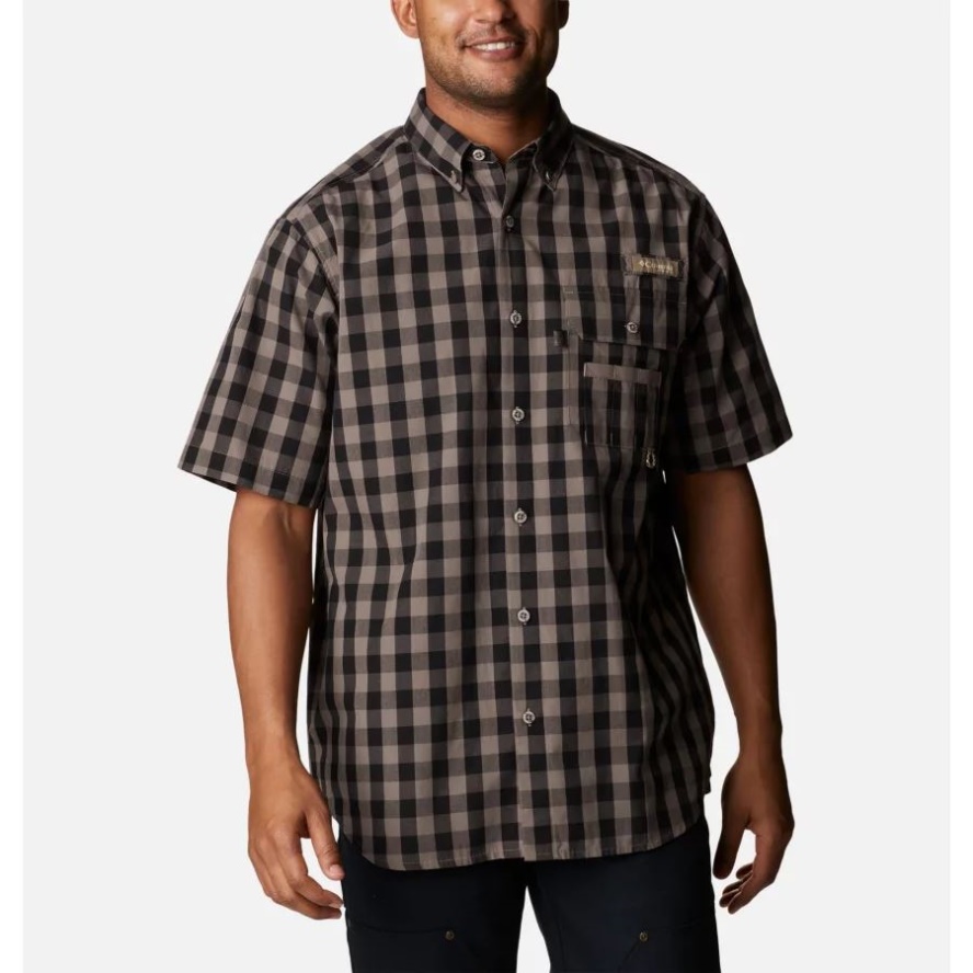 Men's PHG Super Sharptail Short Sleeve Shirt Iron Multi Gingham Columbia Sale