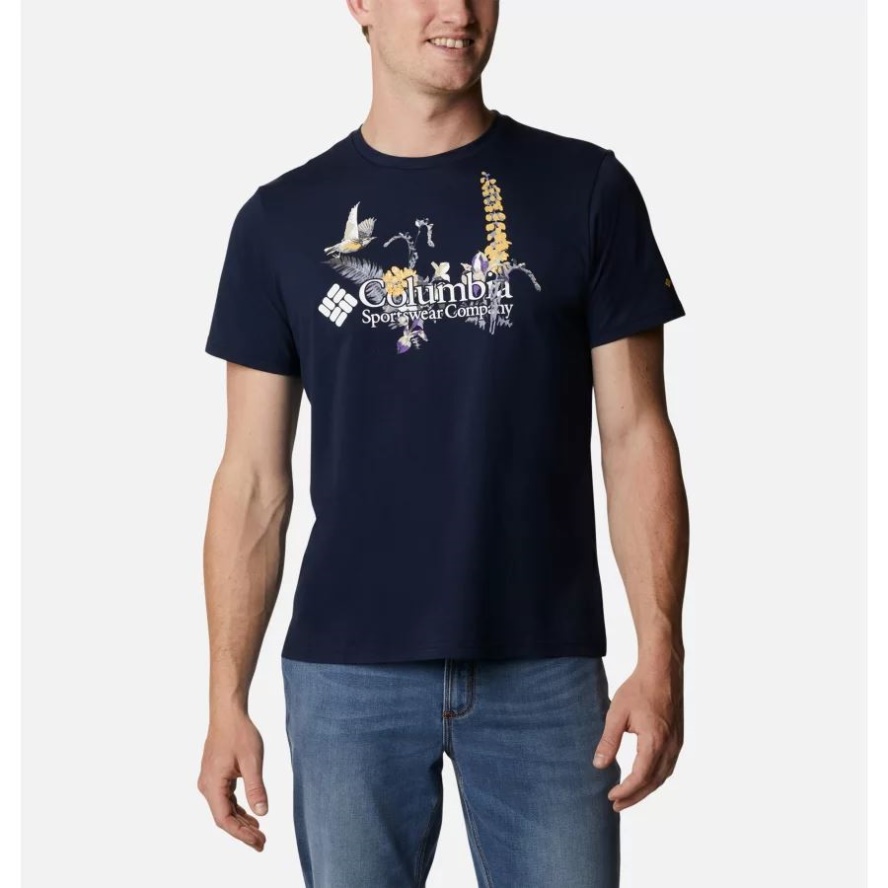 Men's Path Lake Graphic T-Shirt Collegiate Navy/Fieldcreek Graphic Columbia Sale