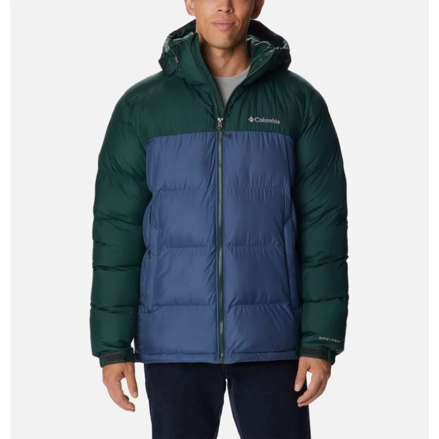 Men's Pike Lake Hooded Down Jacket Columbia Sale Dark Mountain/Spruce