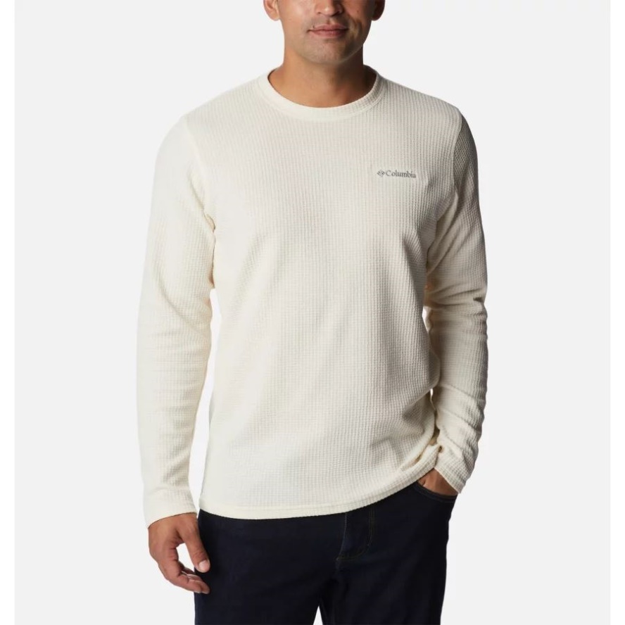 Men's Pine Peak II Waffle Long Sleeve Crew Chalk Heather Columbia Sale