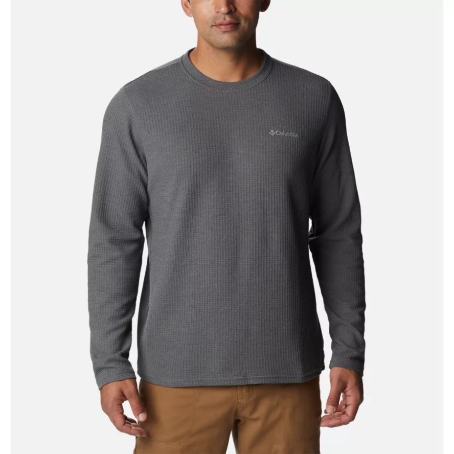 Men's Pine Peak II Waffle Long Sleeve Crew Columbia Sale City Grey Heather