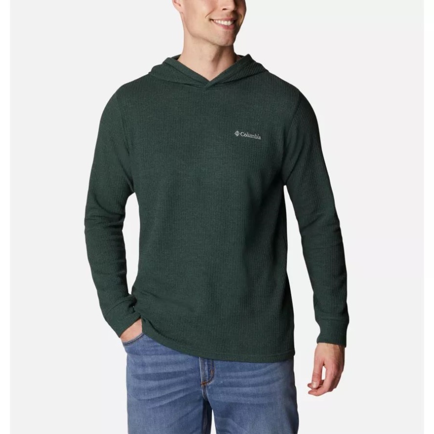 Men's Pine Peak Waffle Hoodie Spruce Heather Columbia Sale