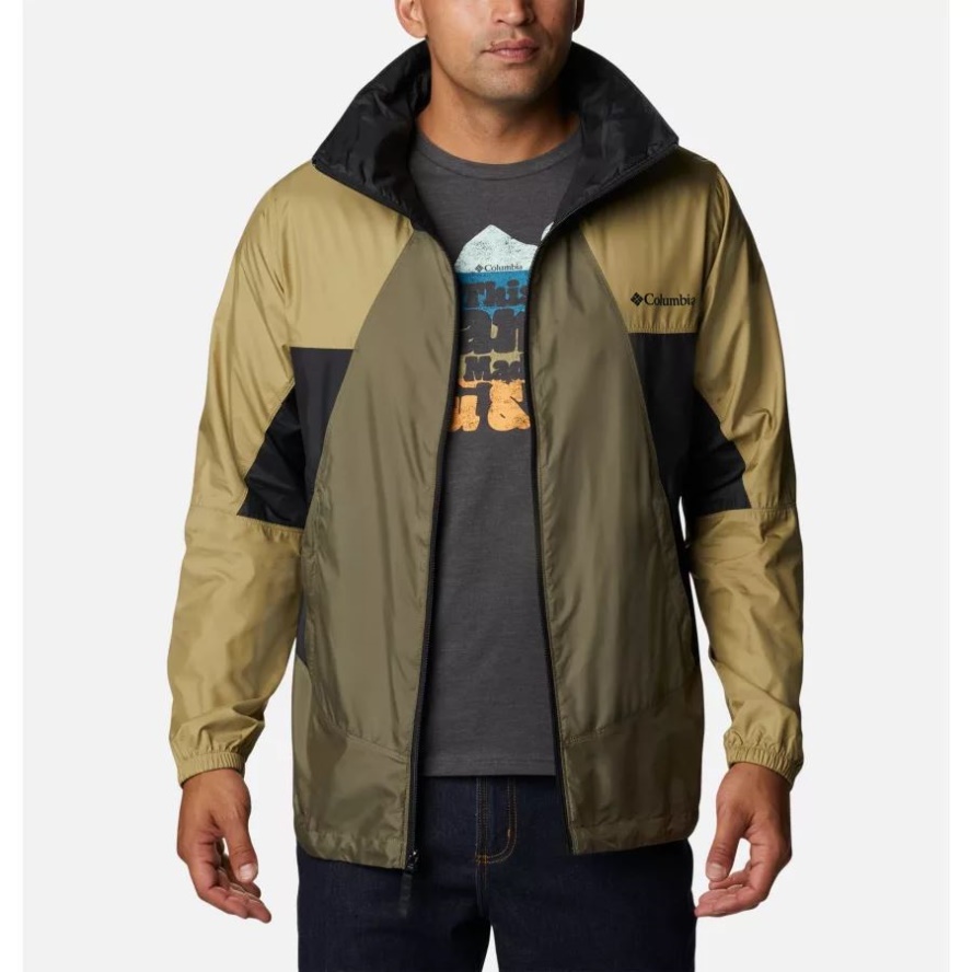 Men's Point Park Windbreaker Stone Green/Savory/Black Columbia Sale