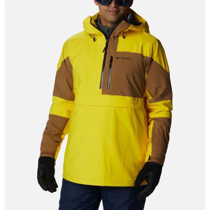 Men's Powder Canyon Anorak Ski Shell Laser Lemon/Delta Columbia Sale