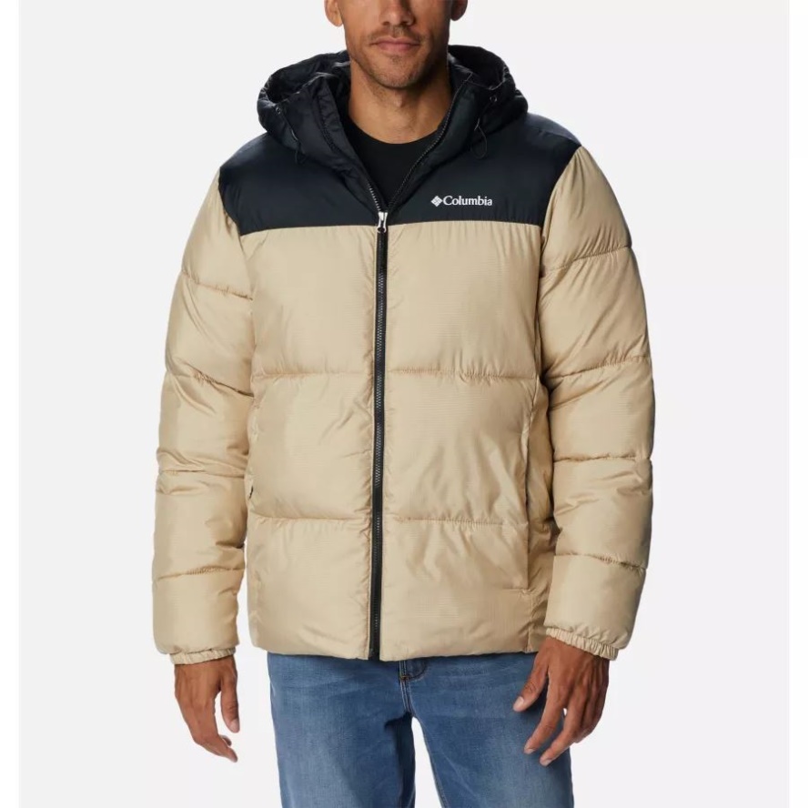 Men's Puffect Hooded Puffer Jacket Columbia Sale Ancient Fossil/Black