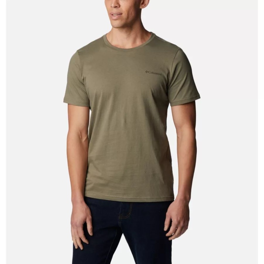 Men's Rapid Ridge II Organic Cotton T-Shirt Columbia Sale Stone Green/Foggy Haven
